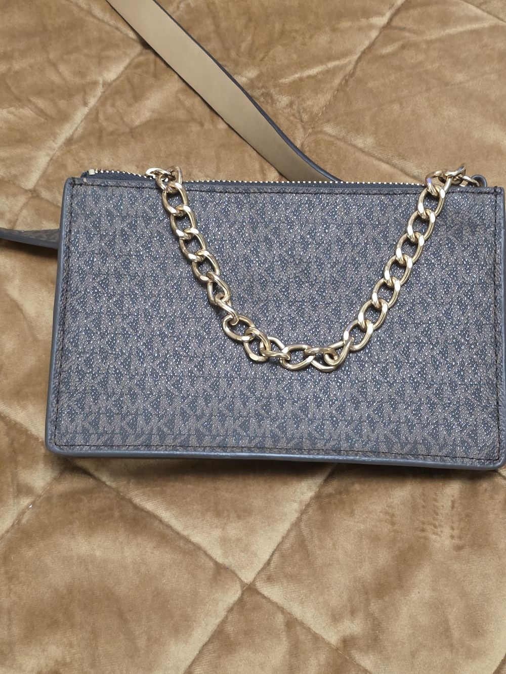 Michael Kors Navy Logo Chain-Accent Crossbody Bag
